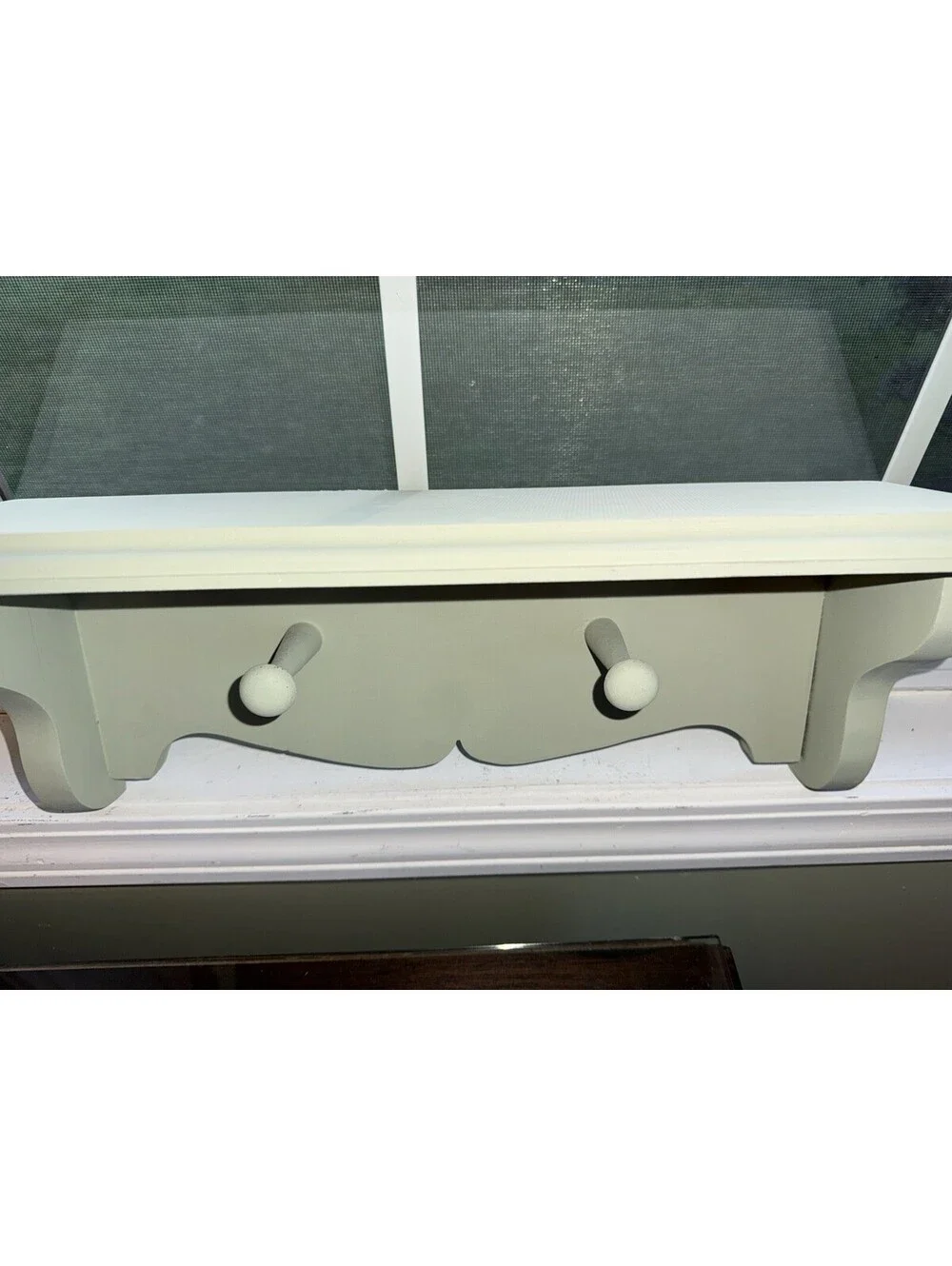 Vintage Wooden Sage Green Wall Shelf, cottagecore, country grandmacore decor